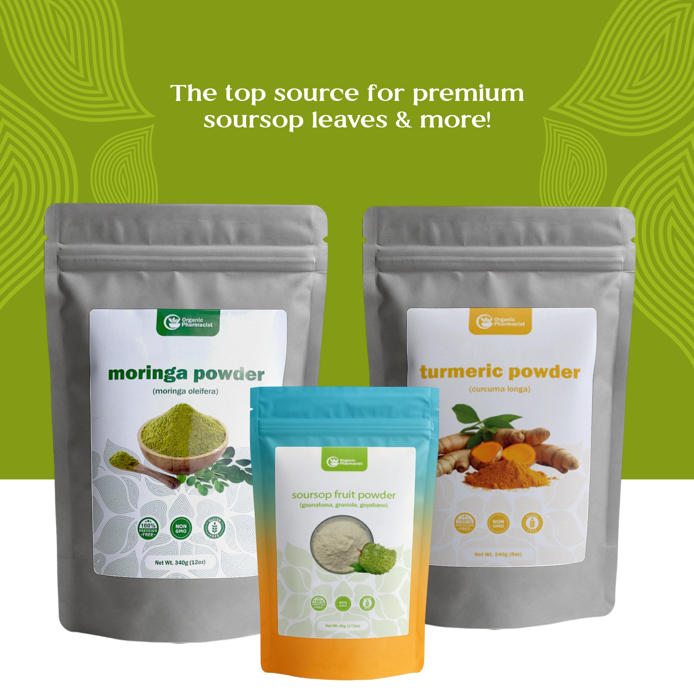 Organic Pharmacist soursop leaves DIY extract concept highlighting versatility.