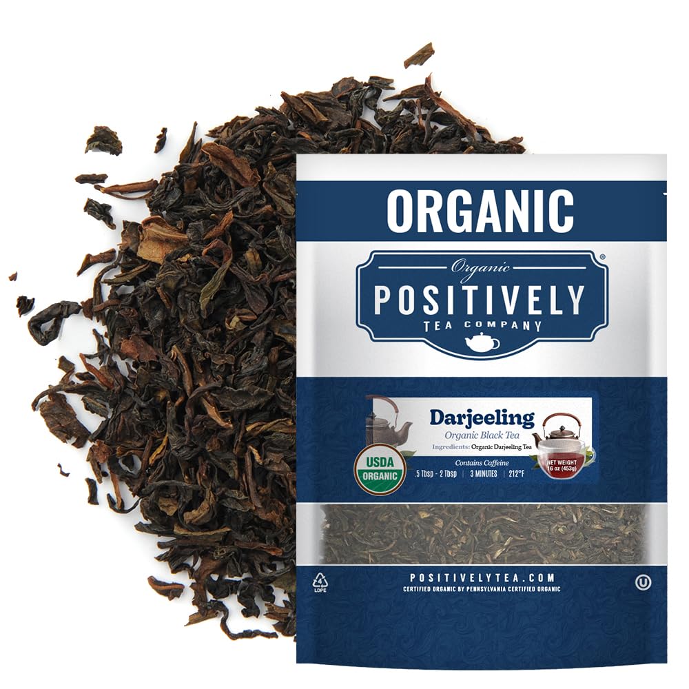 Organic Positively Darjeeling Black Tea loose leaves showing premium quality.