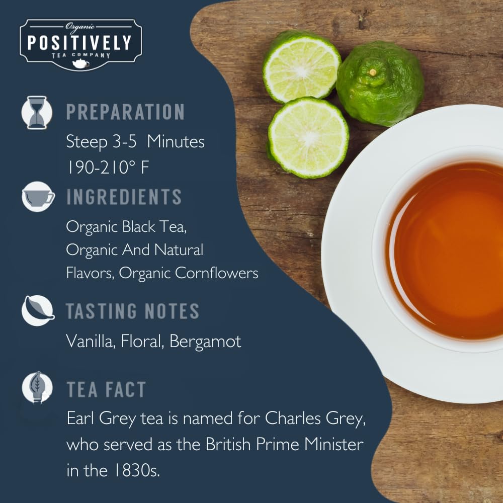 Close-up of Organic Positively Tea Company Earl Grey Creme dried leaves showing bergamot aroma.