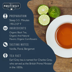 Close-up of Organic Positively Tea Company Earl Grey Creme dried leaves showing bergamot aroma.
