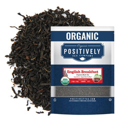 Organic Positively Tea Company English Breakfast loose leaf dry leaves ideal for a rich morning brew.
