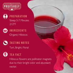 Organic Positively Hibiscus Tea hot cup showing tart cranberry-like notes