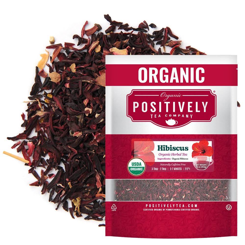 Organic Positively Hibiscus Tea loose-leaf brew for a fragrant caffeine-free cup