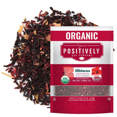 Organic Positively Hibiscus Tea loose-leaf brew for a fragrant caffeine-free cup