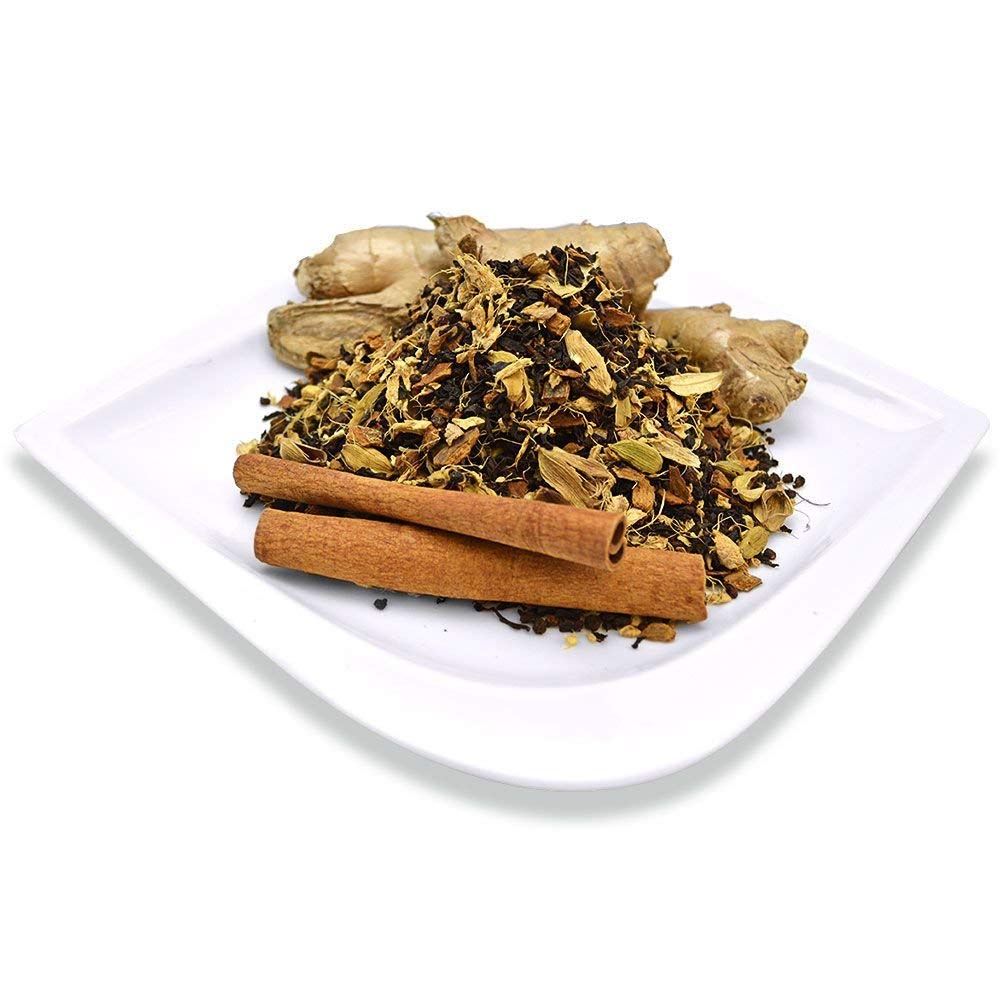 Organic Positively Tea Company Masala Chai packaging label communicates USDA Organic quality.