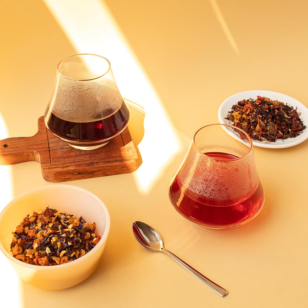 Iced glass of Organic Positively Very Berry Citrus, caffeine-free and refreshing.