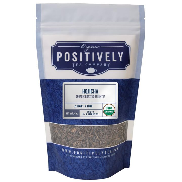 Organic Positively Hojicha nutty finish in a smooth cup