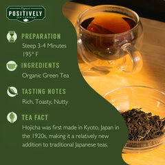 Organic Positively Hojicha steeping cup for a cozy afternoon