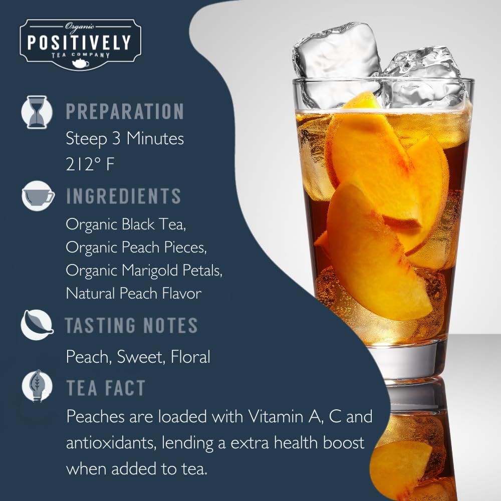 Organic Positively Tea Juicy Peach Black Tea loose leaf for rich, fragrant cups