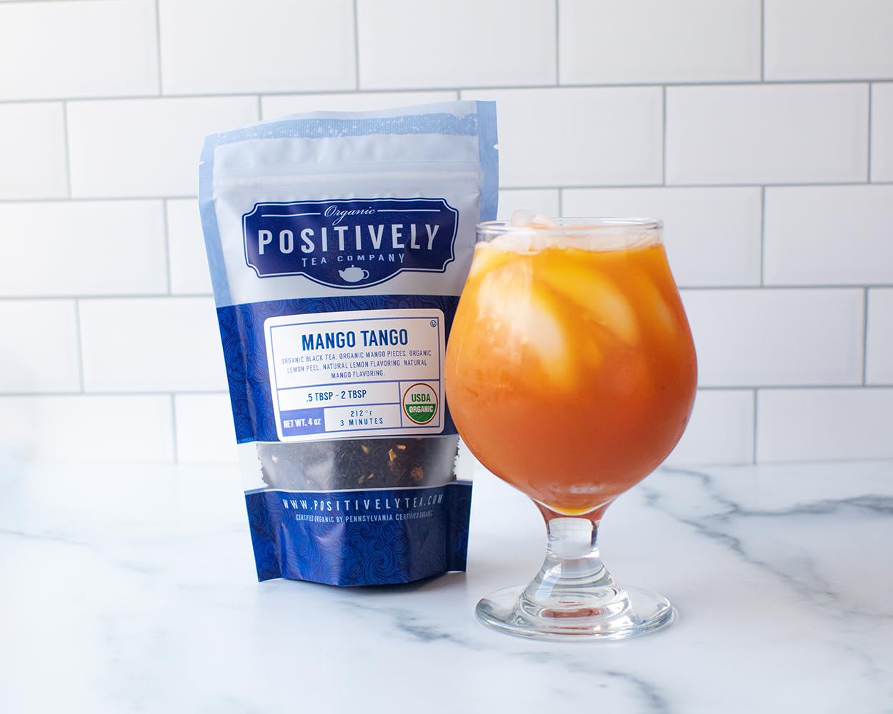 Organic Positively Mango Tango brewed cup, invites citrus mango aroma in every sip.
