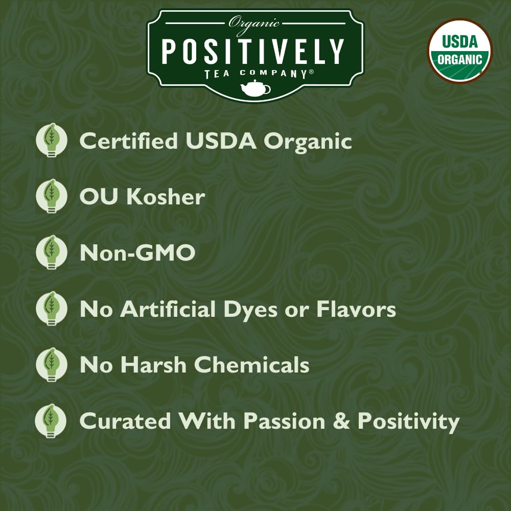 Organic Positively Tea spearmint green infuser image highlights easy loose-leaf crafting.