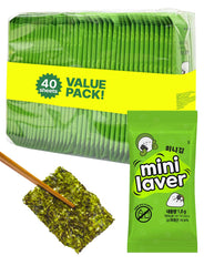 Organic roasted Korean seaweed sheets pack; crisp, convenient snack.