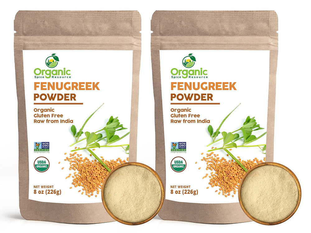 Organic Spice Resource fenugreek powder in a resealable bag for fresh pantry storage