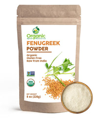 Organic Spice Resource fenugreek powder packaging with resealable bag for freshness.
