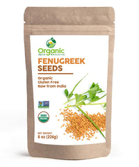 Organic Spice Resource fenugreek seeds in resealable kraft bag for easy pantry storage.