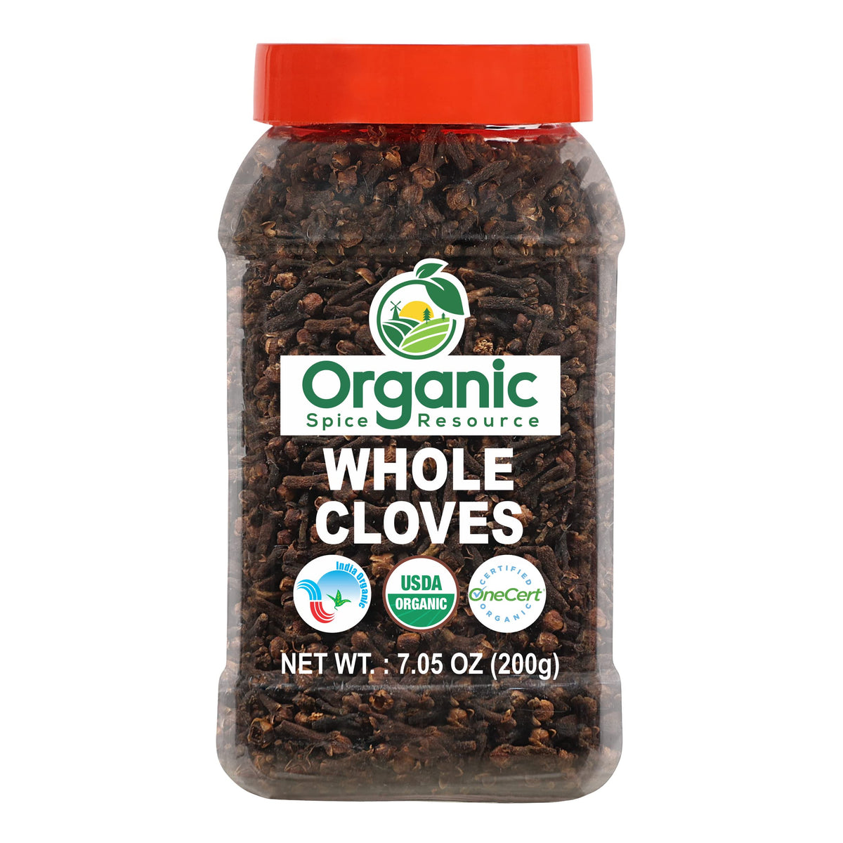 Organic Spice Resource Organic Whole Cloves bottle, fragrant aroma for sauces and stews.