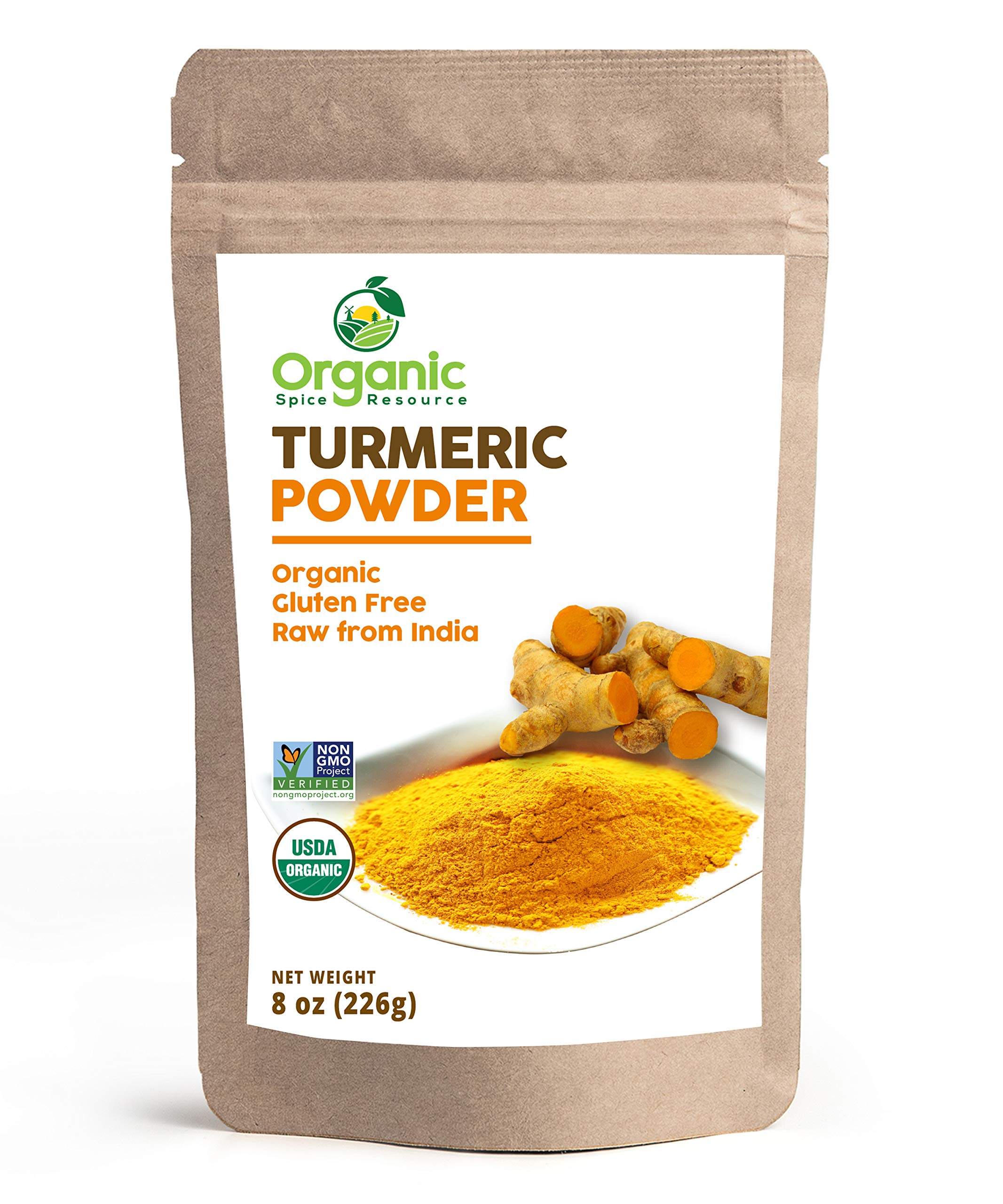 Organic Spice Resource turmeric powder bag shows freshness and quality for daily cooking