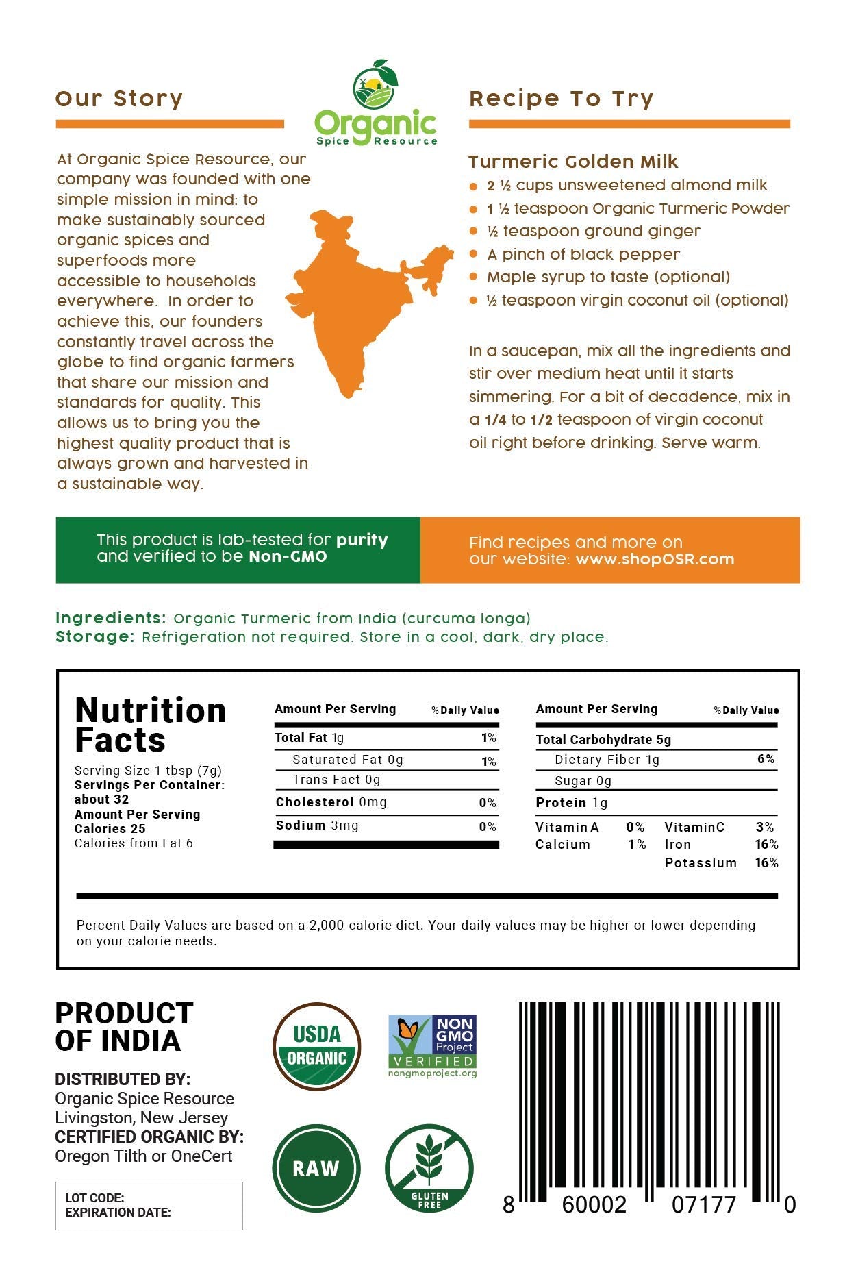 Organic Spice Resource turmeric powder pour for easy measuring in recipes