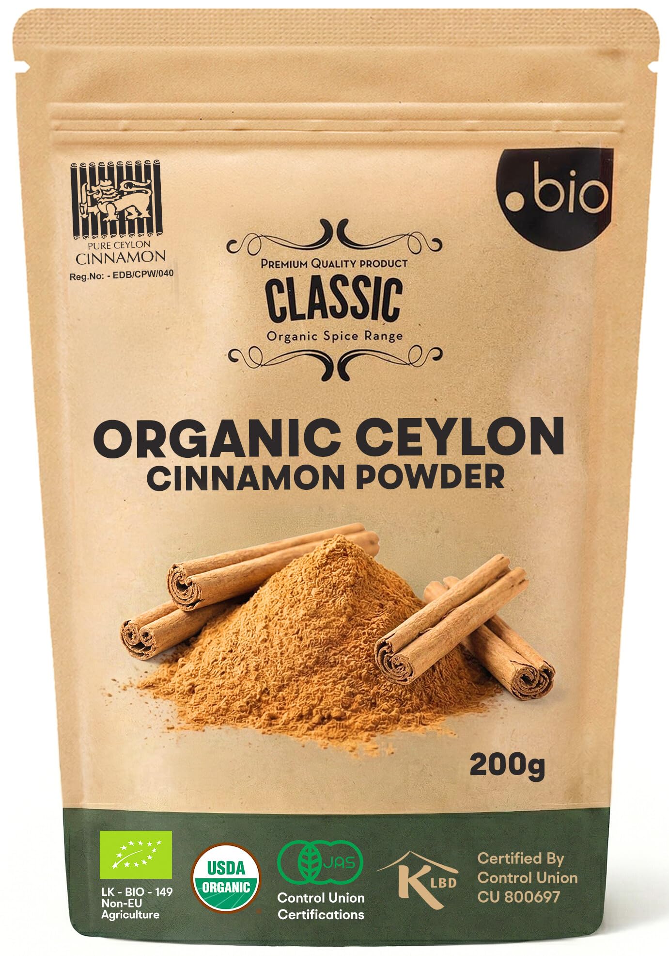 Organic Spice Shop Ceylon cinnamon powder in a 7oz bag for easy pantry storage