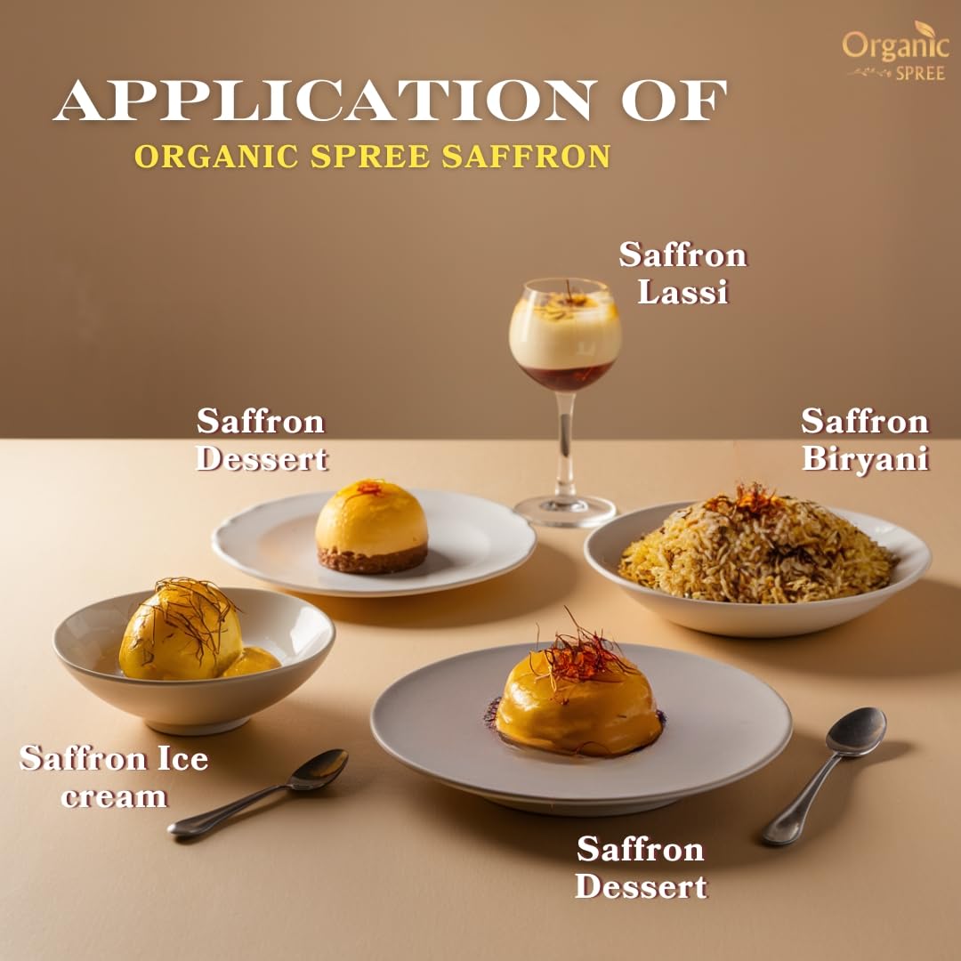 Organic Spree pure and natural saffron contains no additives for clean flavor.