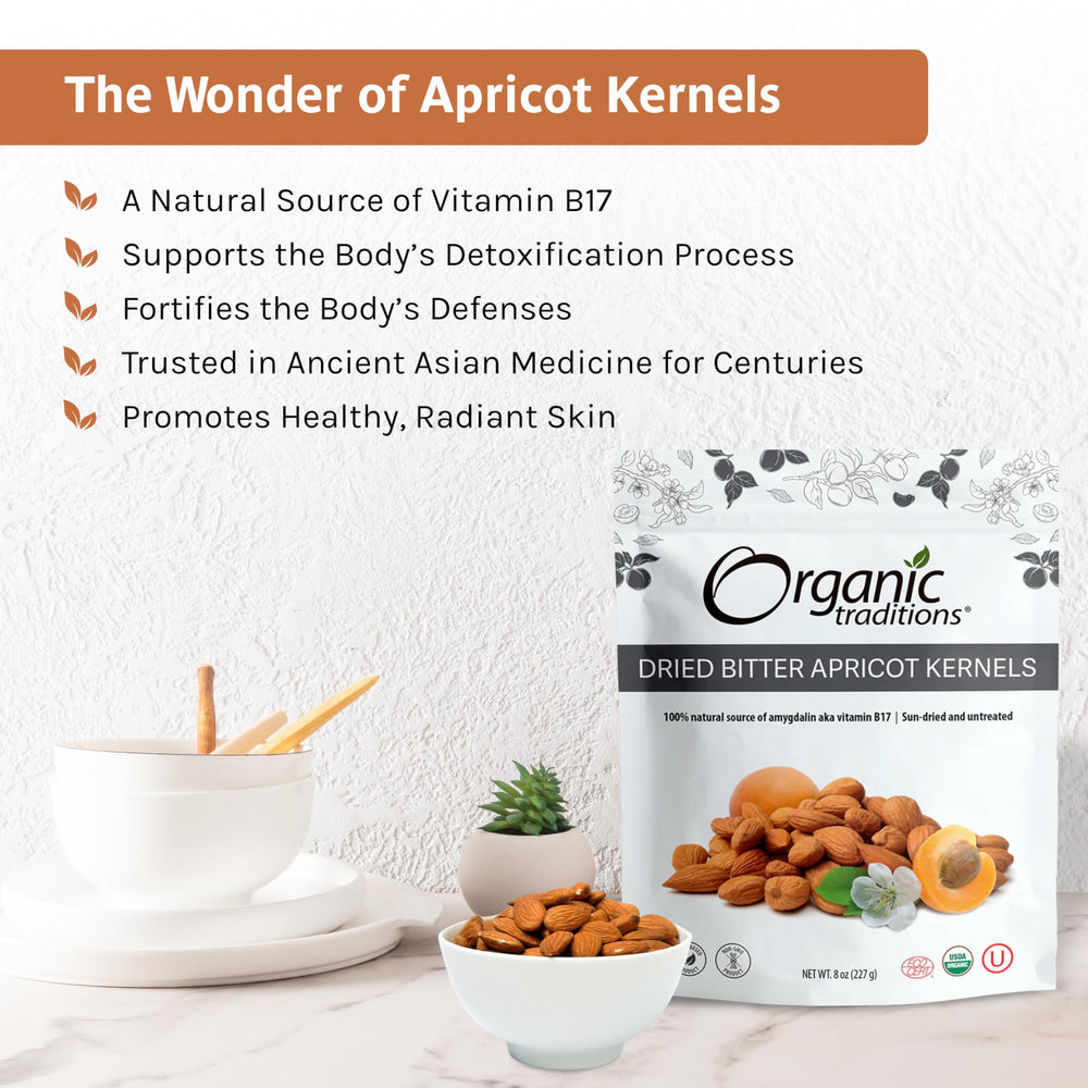 Organic Traditions apricot kernels sundried tray, natural drying method