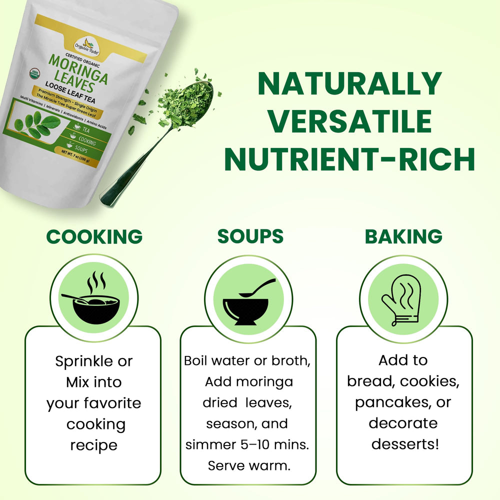 Organic Veda Moringa Tea used in baking for earthy notes
