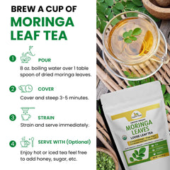 Brewed Organic Veda Moringa Tea in a comforting cup with earthy aroma