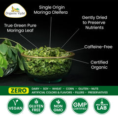 Organic Veda Moringa Tea packaging in an eco-friendly resealable bag