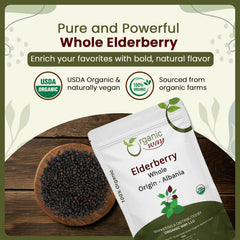 Organic Way elderberry whole berries ideal for homemade powder blends.