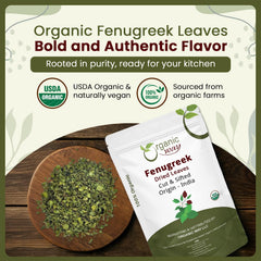 Organic Way Kasuri Methi leaves close-up with vibrant green color and aroma