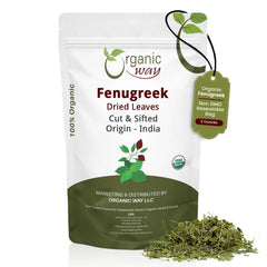 Organic Way Fenugreek Dried Leaves in a resealable pouch keeping flavor intact