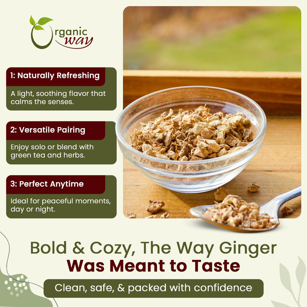Organic Way raw ginger root ready for cooking and tea infusions