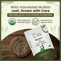 Organic Way Mullein Leaf Tea loose leaf close-up with gentle aroma