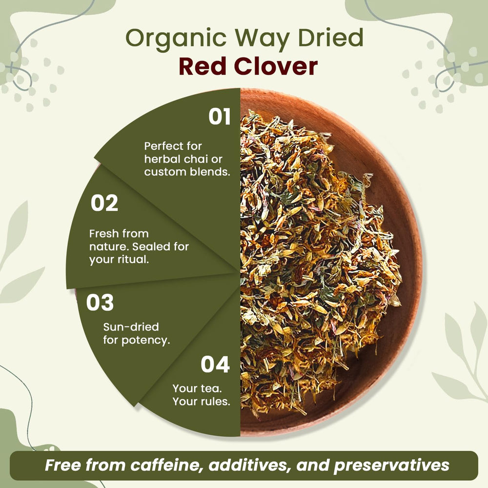 Organic Way red clover cut and sifted herbs for easy measurement