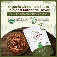 Organic Way True Ceylon Cinnamon Sticks whole sticks arranged for culinary use