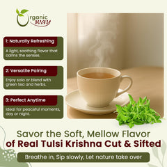 Organic Way Tulsi Krishna aroma while steeping in a cup.