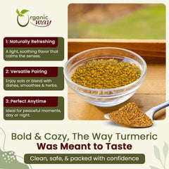 Organic Way turmeric root cut and sifted ideal for tea blends and infusions.