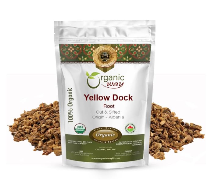 Organic Way Yellow Dock Root cut and sifted packaging ready for tea blends