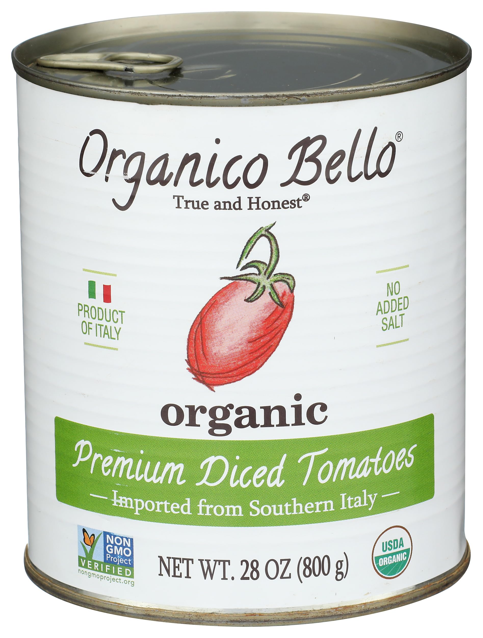 Organico Bello organic premium chopped tomatoes in 28oz can, ideal for sauces