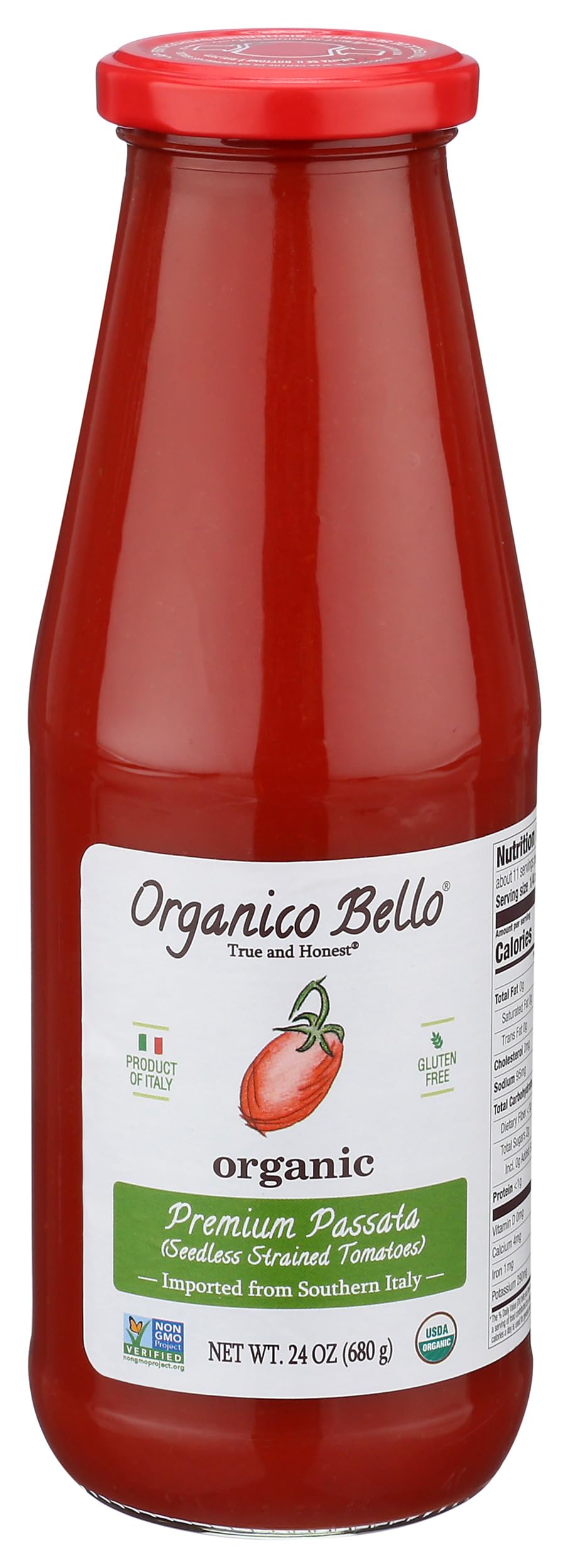 Organico Bello Passata Tomatoes in a jar, ready for quick, flavorful sauces.