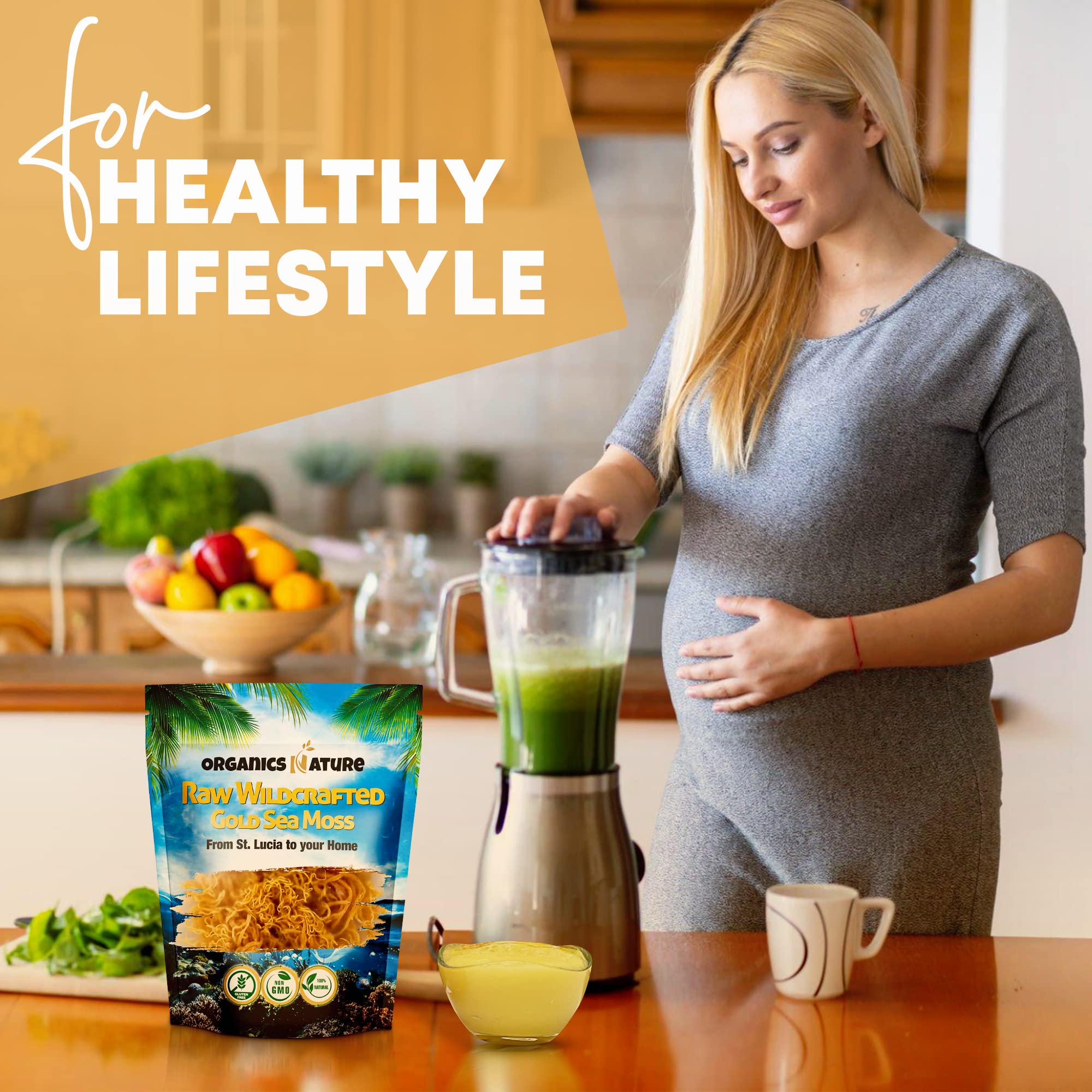 Nutrition label view of Organics Nature Sea Moss highlighting minerals for daily intake.
