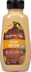 Organicville Dijon Mustard ingredients close-up with seeds and herbs