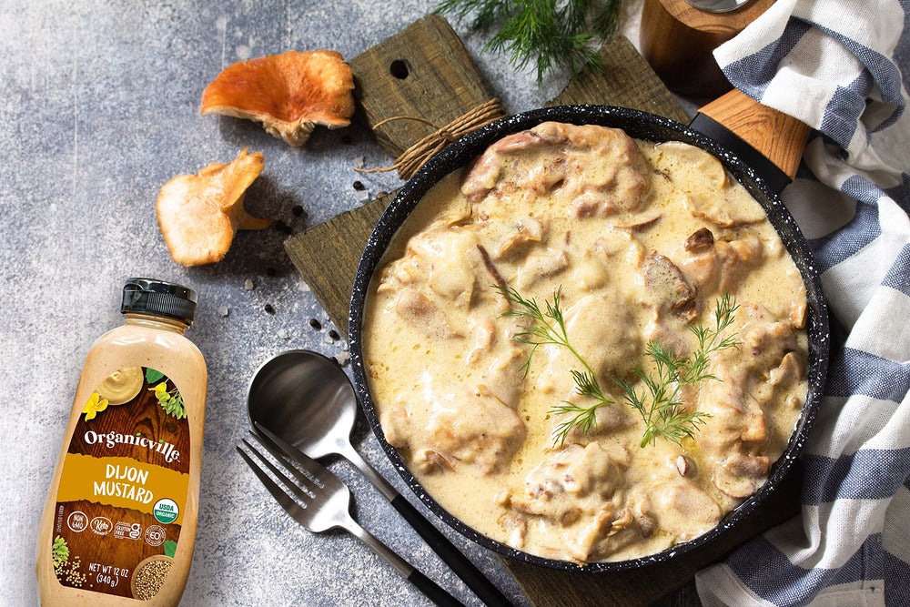 Organicville Dijon Mustard reseal cap preserves freshness after opening