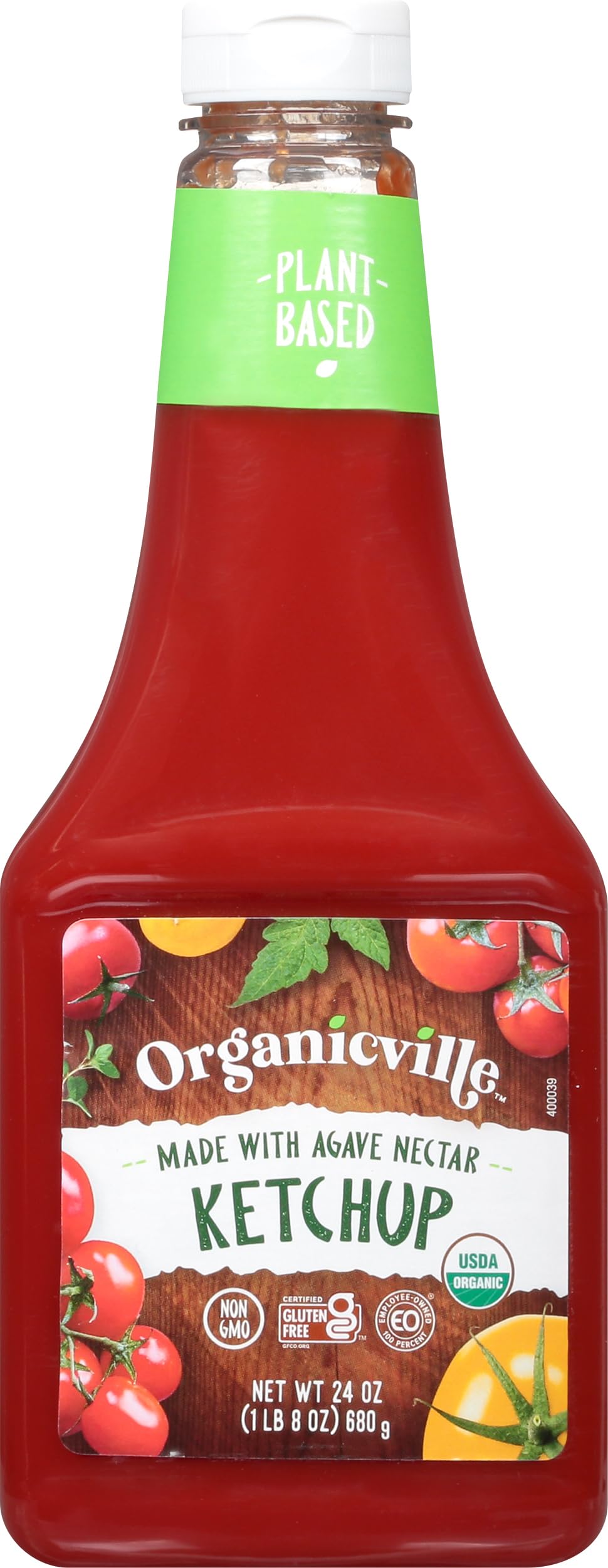 Organicville Organic Ketchup 24 oz bottle ready for family meals.