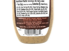 Close-up of Organicville mustard label, highlighting organic ingredients.