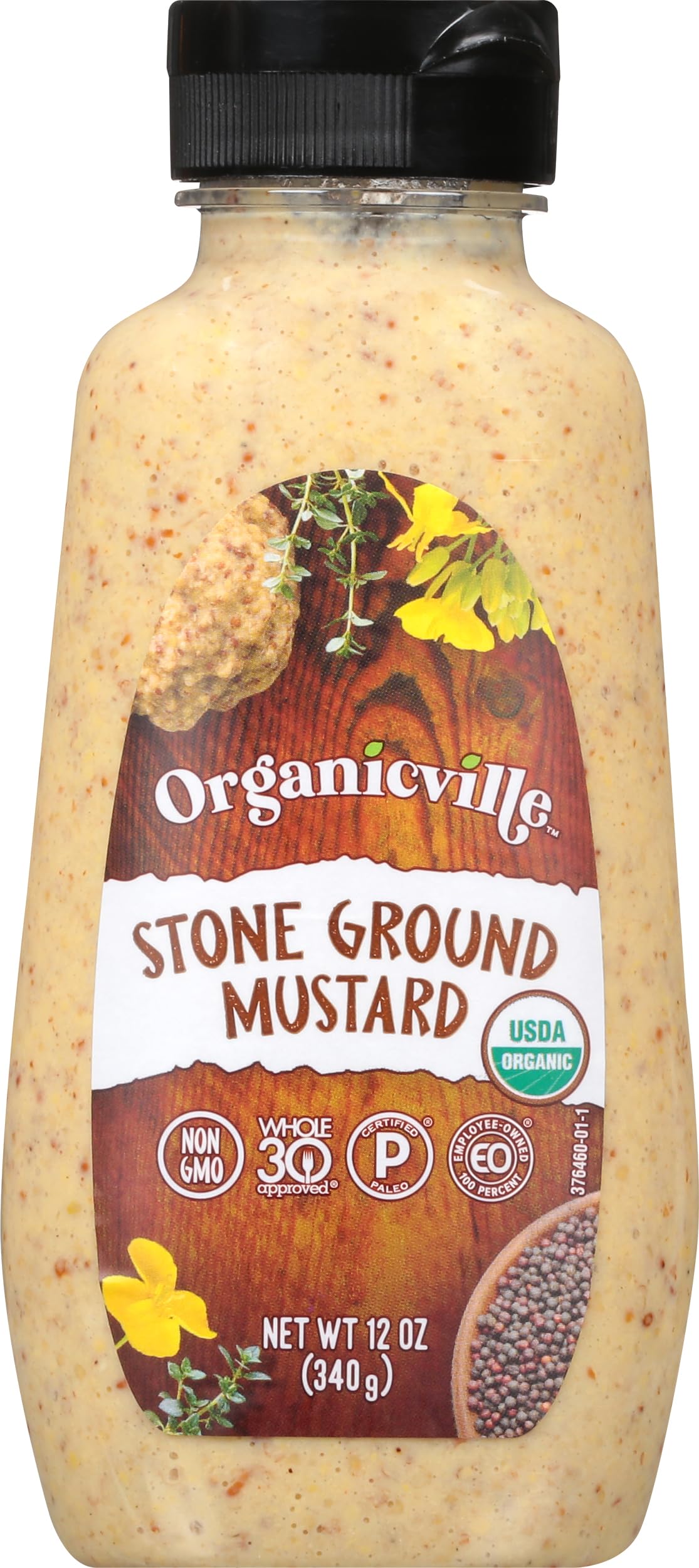 Organicville Stone Ground Mustard jar enhances sandwiches with tangy, versatile flavor