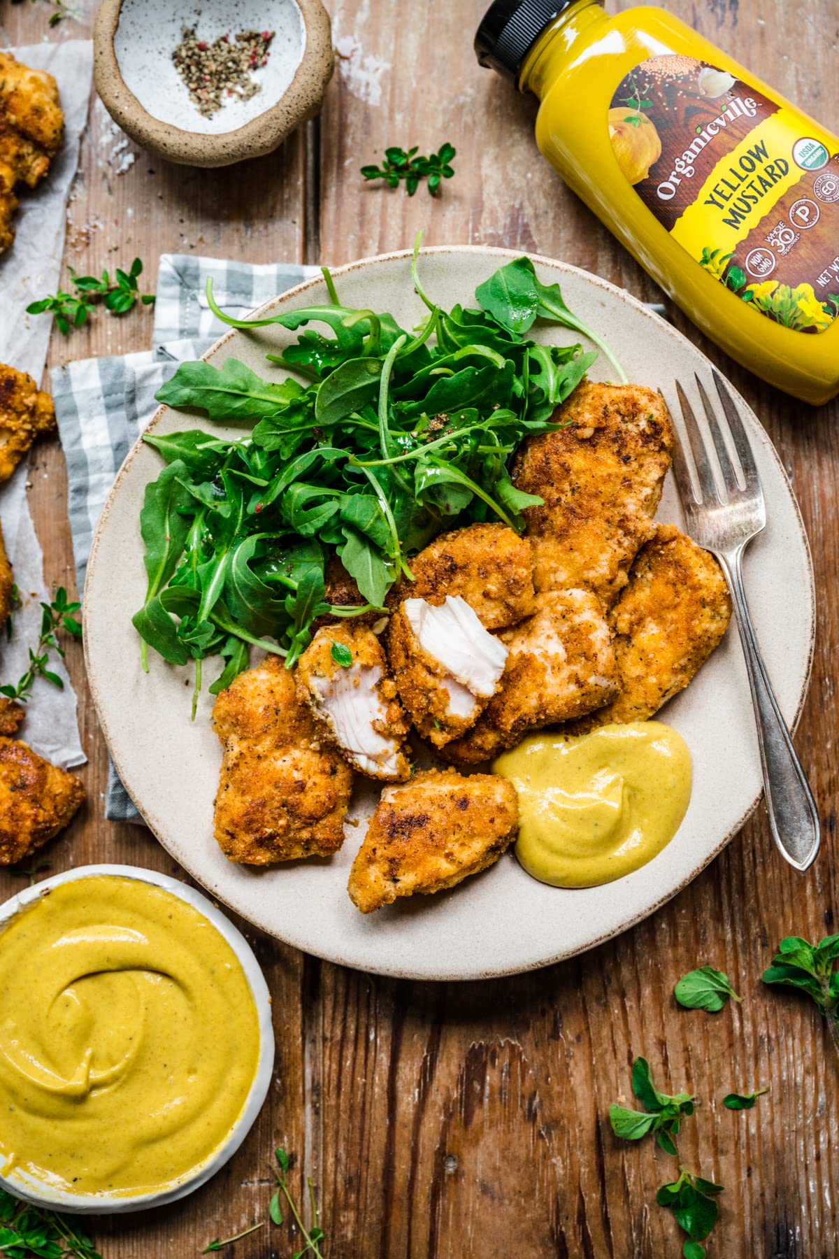 Serving Organicville Yellow Mustard on a plate, keto-friendly pairing