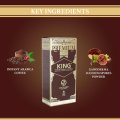 Close up of ORGANO Ganoderma spores powder in the blend