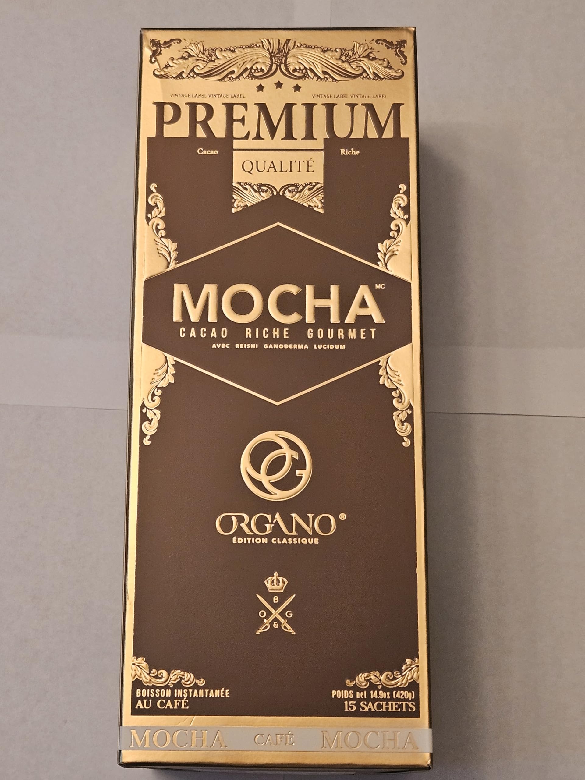 ORGANO Gourmet Cafe Mocha cup steaming reveals rich aroma and creamy mocha flavor.
