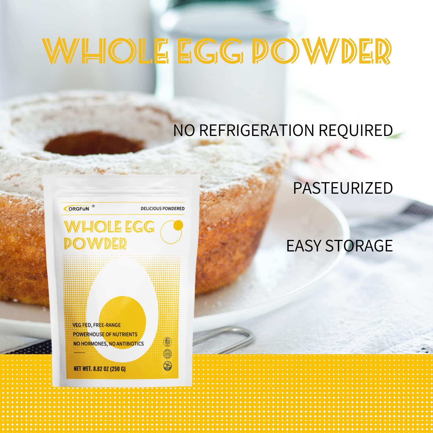 ORGFUN egg powder for baking and smoothies with rich flavor